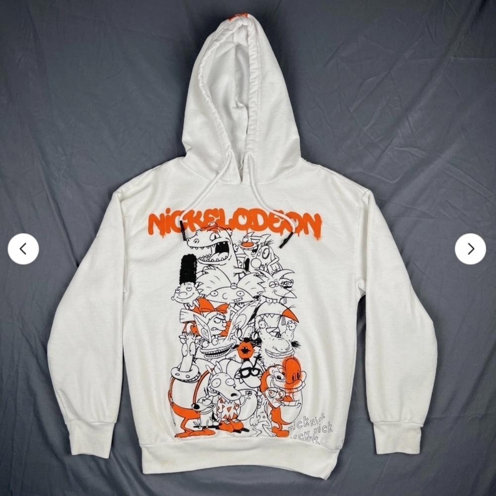 Nickelodeon White Hoodie with Cartoon Characters - XL